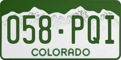 CO license plate 058PQI