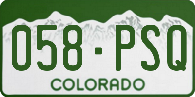 CO license plate 058PSQ