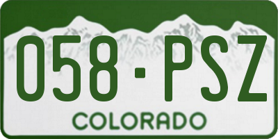 CO license plate 058PSZ