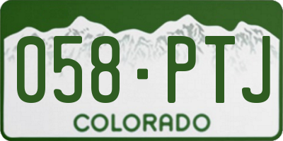 CO license plate 058PTJ