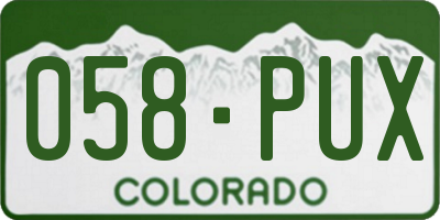 CO license plate 058PUX