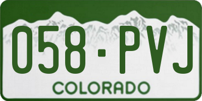 CO license plate 058PVJ