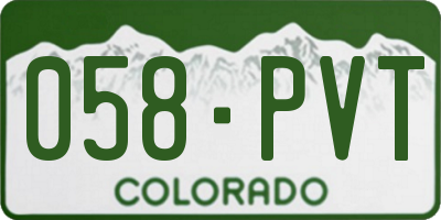 CO license plate 058PVT