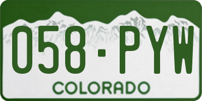 CO license plate 058PYW