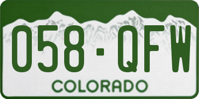 CO license plate 058QFW