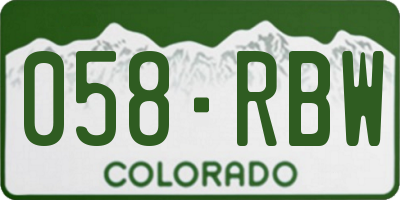 CO license plate 058RBW
