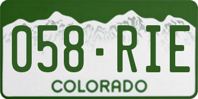 CO license plate 058RIE