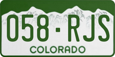 CO license plate 058RJS
