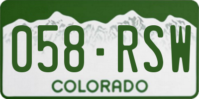 CO license plate 058RSW