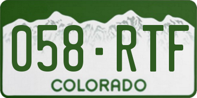 CO license plate 058RTF