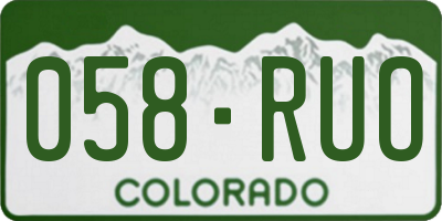 CO license plate 058RUO