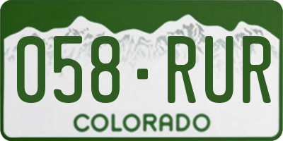 CO license plate 058RUR