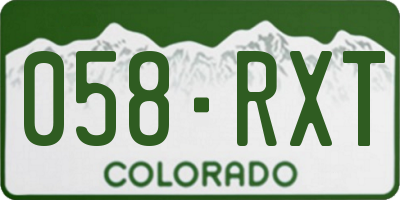 CO license plate 058RXT