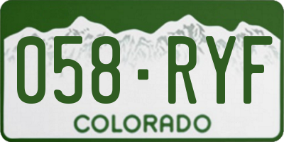 CO license plate 058RYF