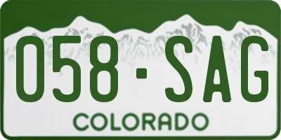 CO license plate 058SAG