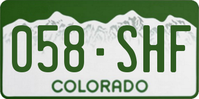 CO license plate 058SHF