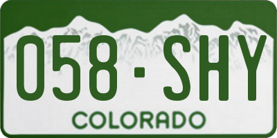 CO license plate 058SHY