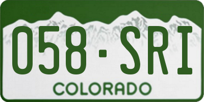 CO license plate 058SRI