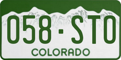 CO license plate 058STO