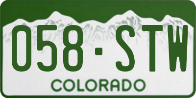 CO license plate 058STW