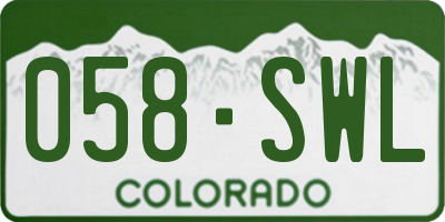 CO license plate 058SWL