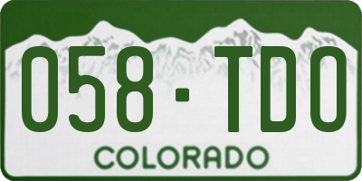 CO license plate 058TDO