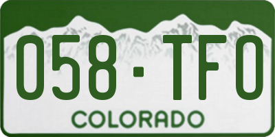 CO license plate 058TFO