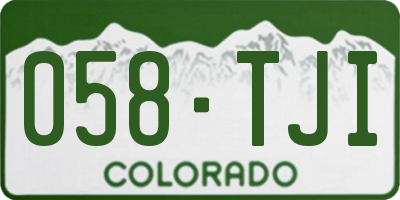 CO license plate 058TJI