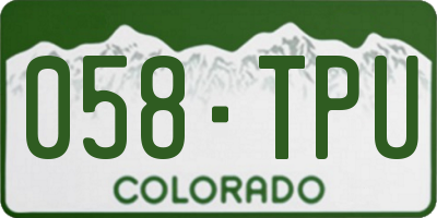 CO license plate 058TPU