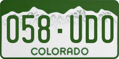 CO license plate 058UDO