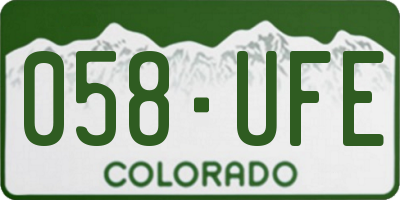 CO license plate 058UFE