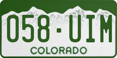 CO license plate 058UIM