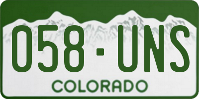 CO license plate 058UNS