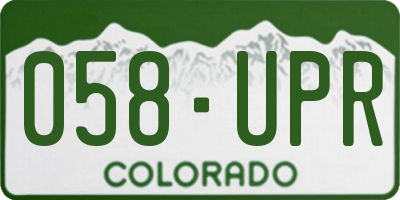 CO license plate 058UPR