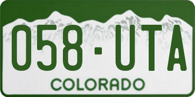 CO license plate 058UTA
