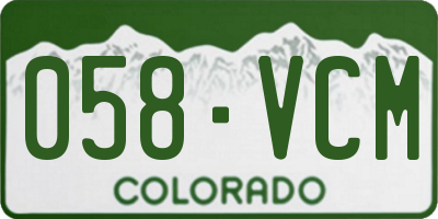 CO license plate 058VCM