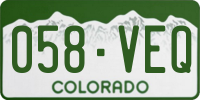 CO license plate 058VEQ