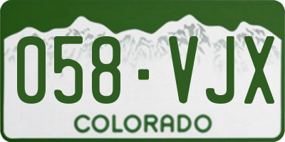 CO license plate 058VJX