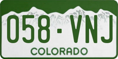 CO license plate 058VNJ