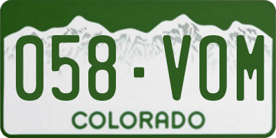 CO license plate 058VOM