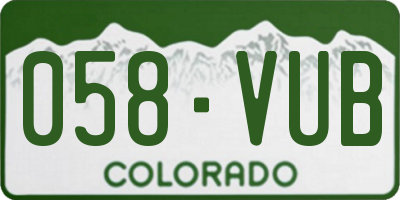 CO license plate 058VUB