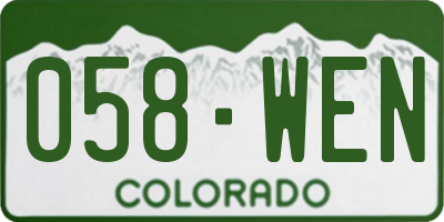 CO license plate 058WEN