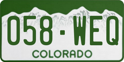 CO license plate 058WEQ
