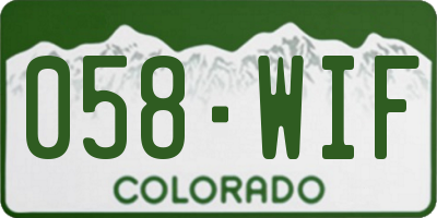 CO license plate 058WIF