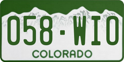CO license plate 058WIO