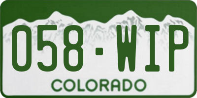 CO license plate 058WIP