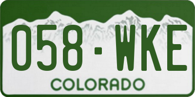 CO license plate 058WKE