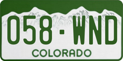 CO license plate 058WND