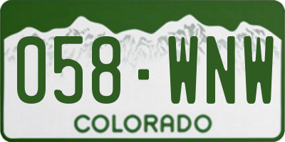 CO license plate 058WNW