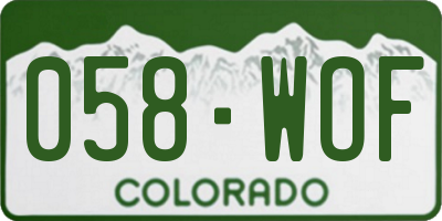 CO license plate 058WOF